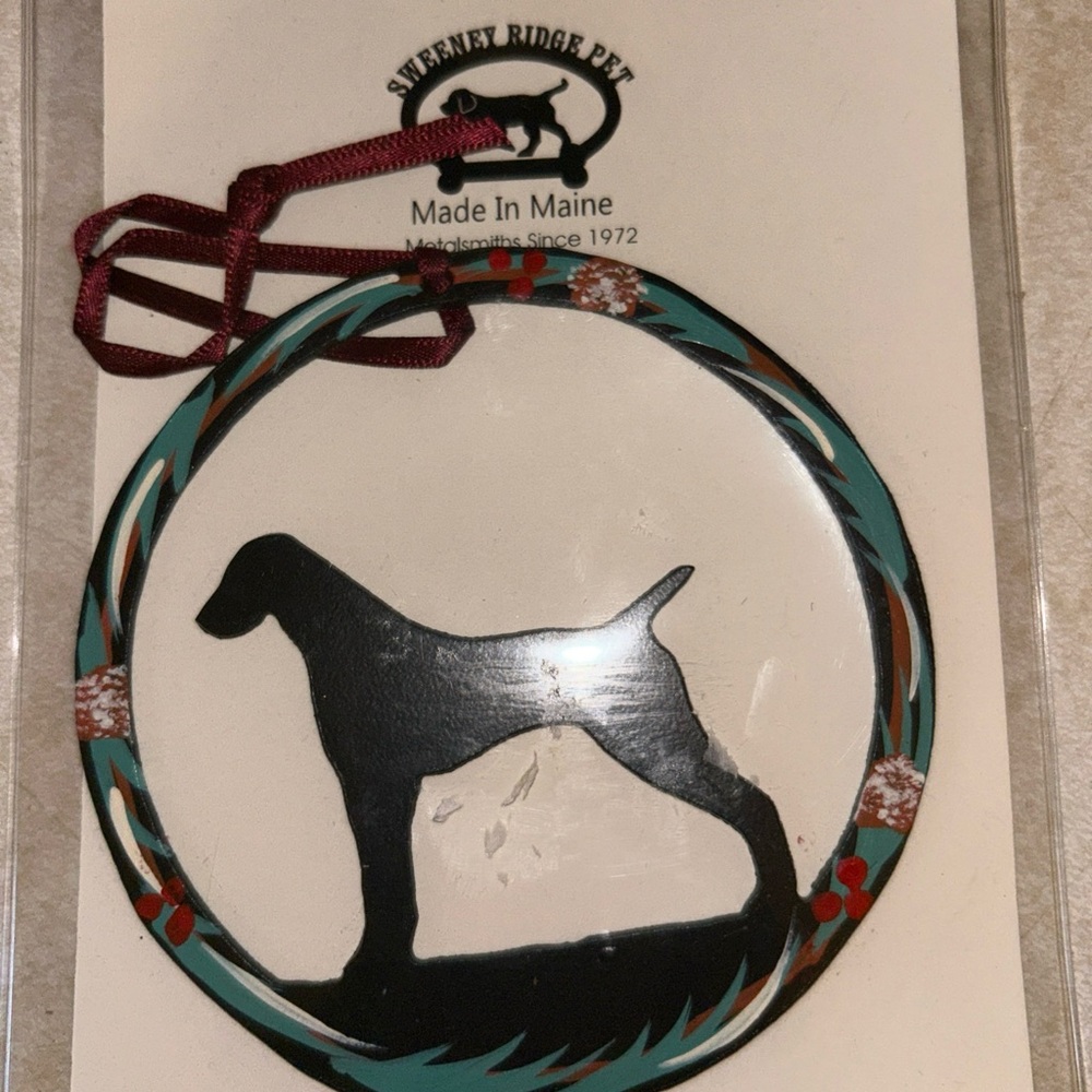 GERMAN SHORTHAIR POINTER Dog Silhouette Ornament with Ribbon